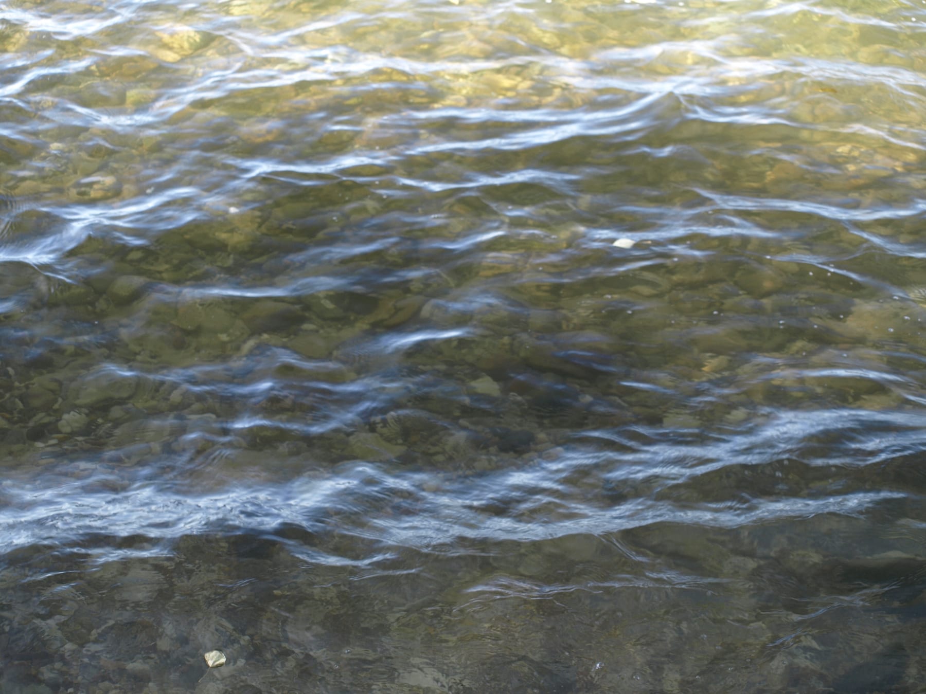 Soft ripples moving over stones in shallow water