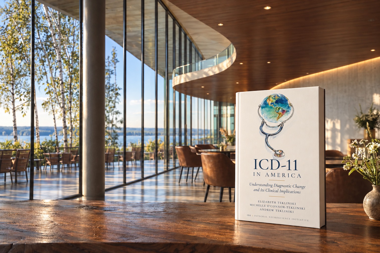 ICD-11 in America, shown in a sunlit interior overlooking birches and a lake.